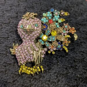 Colorful Crystal Bird Brooch